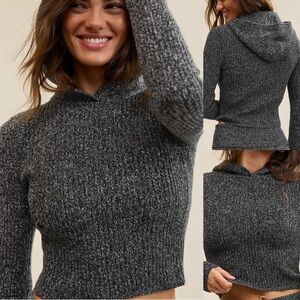 Aerie NEW Womens Late Night Cropped Hoodie Sweatshirt Sz L